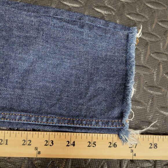 Everlane Cropped Straight Leg Jeans Size 26 Tall Dark Wash Raw Hem 27" Waist - Picture 8 of 11